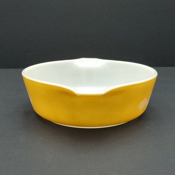 Pyrex Butterfly Gold 1 Pint Casserole Baking Dish White on Gold 471 1 Pt Baker - Picture 5 of 9